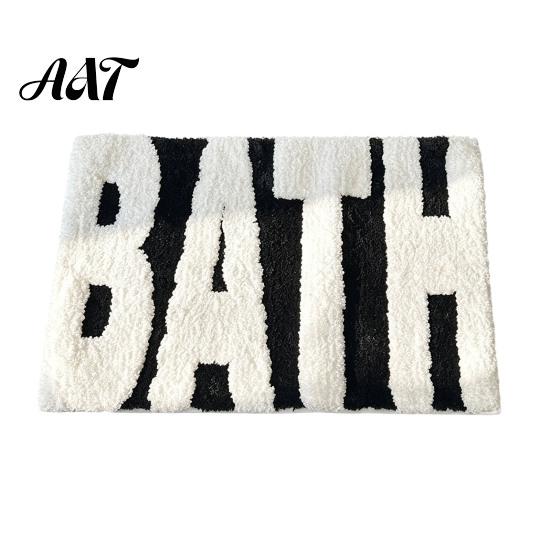 Stilvolle Indoor-Fußmatte, Moderne Badematte, Saugfähiger rutschfester Badezimmerteppich, Lustige englische Buchstaben, Rutschfeste Dekoration, Maschinenwaschbarer, Gemütlicher Teppich für Wanne und Waschbecken
