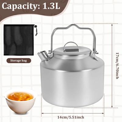 Campingkessel mit Doppelgriff Edelstahl Kurzes Auslaufdesign Tragbare Camp Tee-Kaffeekanne für Reise Outdoor-Aktivität
