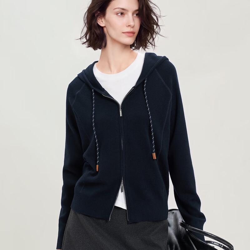 Sancai Women's Casual Hooded Zipper Knit Cardigan