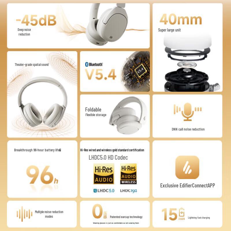 Edifier W830NB Active Noise Cancelling Over-Ear Headphones
