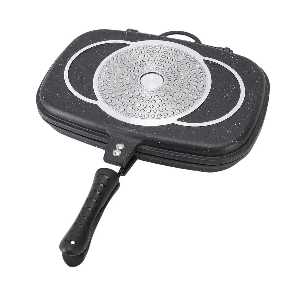 Double Sided Frying Pan Non Stick Uniform Heating Grill Pan for Gas Stove Kitchen Supplies