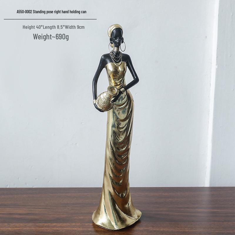 Modern Retro African Black Figurine Ornaments - Creative Soft Decor for Light Luxury Living Room