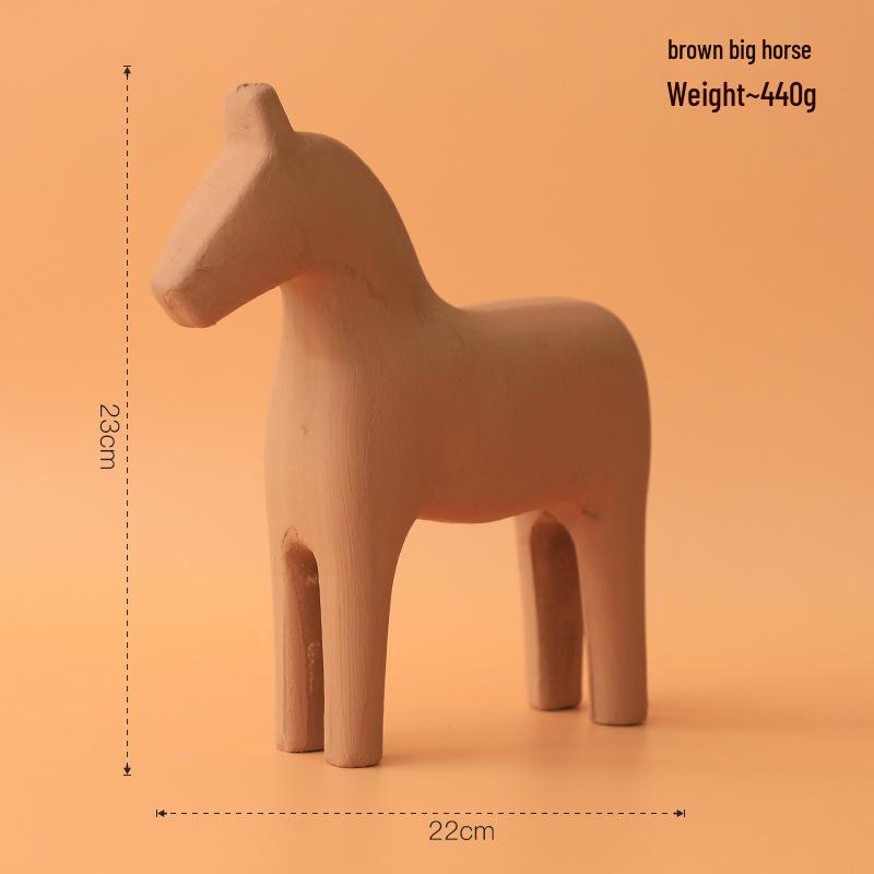 Adorno de Caballo de Madera Estilo Nórdico Morandi para Decoración de Hogar, Oficina o Sala de Estar