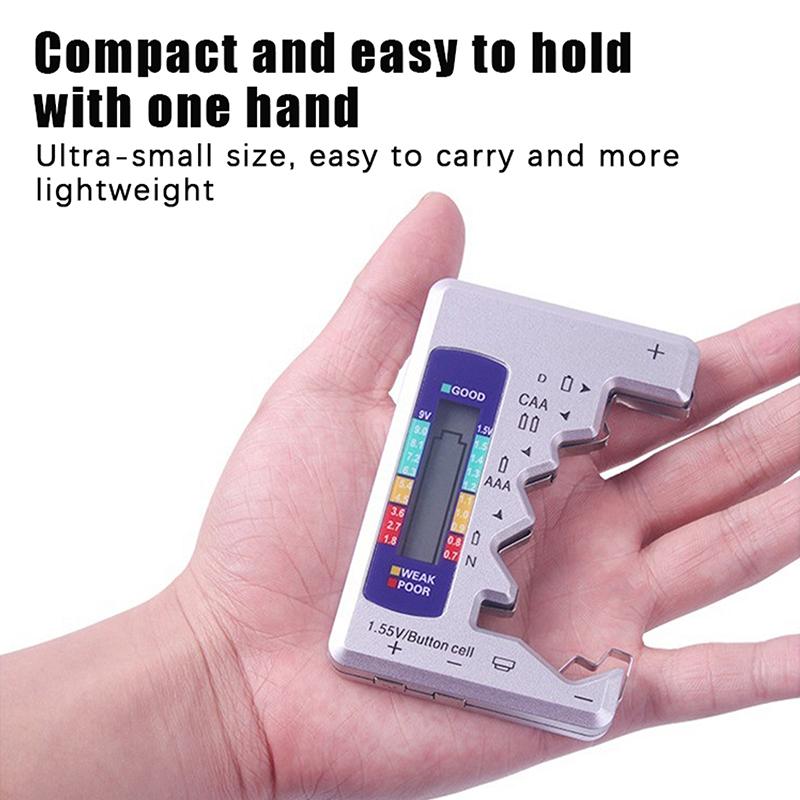 Black Portable Battery Capacity Indicator Compact Size Lithium Battery Level Tester Digital Display Battery Voltage Meter