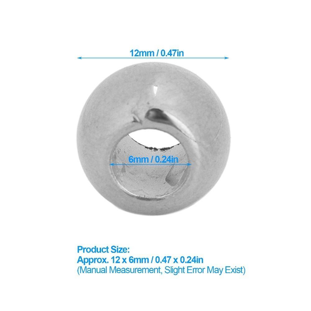 200pcs 12mm Round Beads Large Hole Resin Beads Durable Metal Spacer Beads For DIY Jewelry