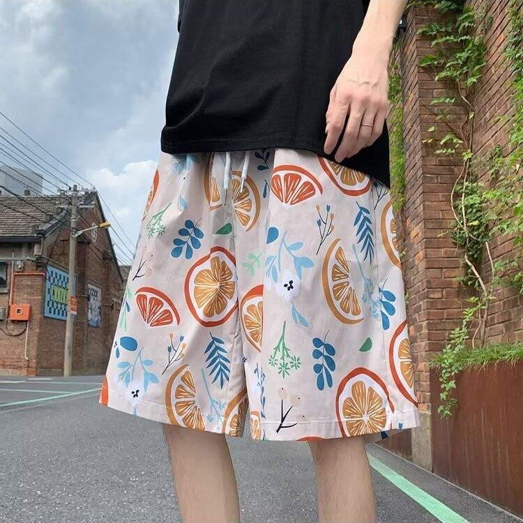 Casual Shorts Men's Summer Trendy Brand Loose Personality Versatile Student Drawstring Straight Five-point Medium Pants