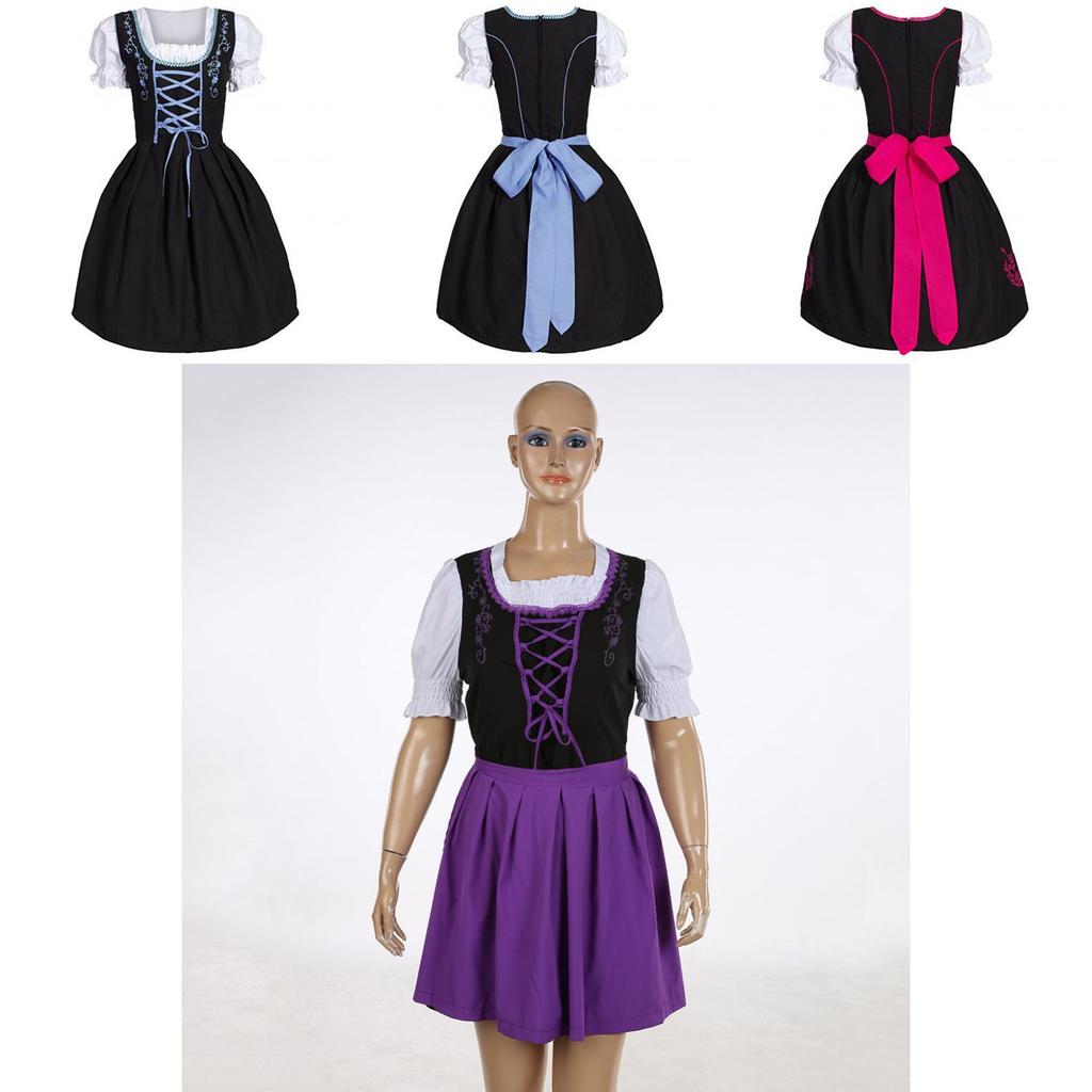 Charming German Dress Bavarian Dirndl Costume With Elegant Apron Decoration