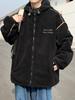 Men's Lambswool Hooded Coat, Autumn/Winter Embroidered Thick Cotton Jacket, Trendy Couple Style.