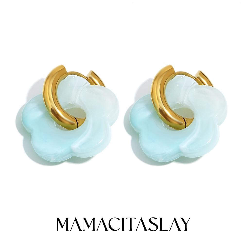 

MamacitaSlay 316L Stainless Steel Acrylic Flower Hoop Earrings 18K Gold Plated Waterproof Jewelry Women s Elegant Earrings Gift