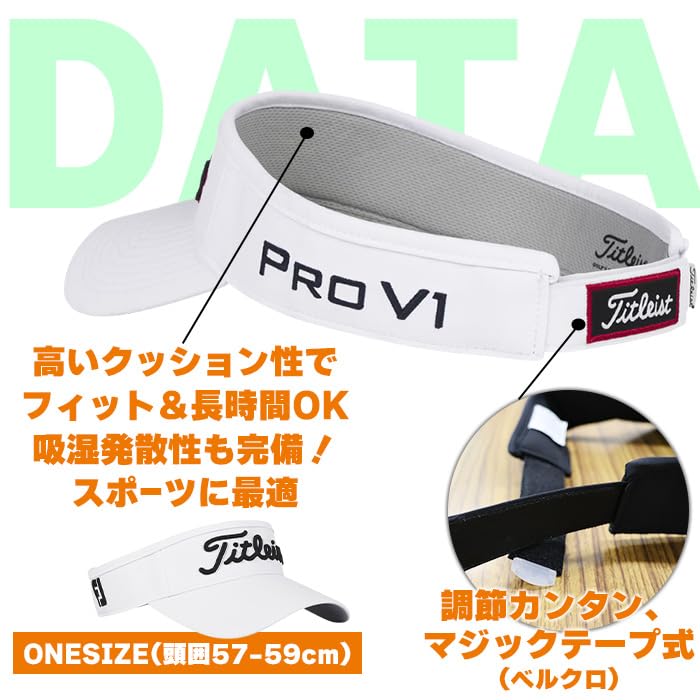 [Titleist] Golf Tour Performance Sun Visor (JP, Alphabet, Free Size, White x Navy) [Parallel Import]