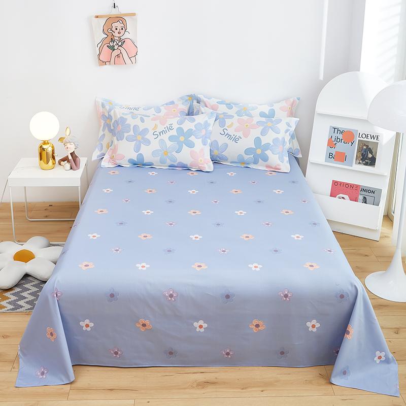 100% Cotton Country Floral Flat Sheet 3 Pieces Tulip Bed Sheet Set Soft Botanical Flower Blossoms Bed Cover with 2 Pillow Cases