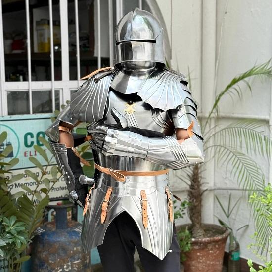 Cosplay Gothic Half Armor Suit Medieval Knight Chest Gauntlets Halloween And Festival Costume