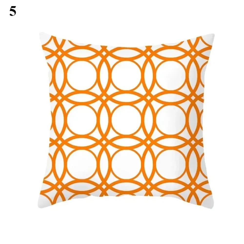 Retro Orange Color Geometric Throw Pillow Cover With Short Plush Print Living Room Sofa Decoration Cushion Cover Pillow Covers