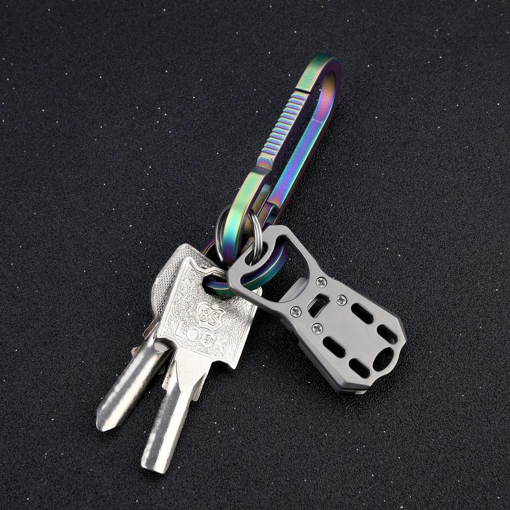 Titanium Alloy Keychain: Portable EDC Multi-functional Tool with Can and Bottle Opener.