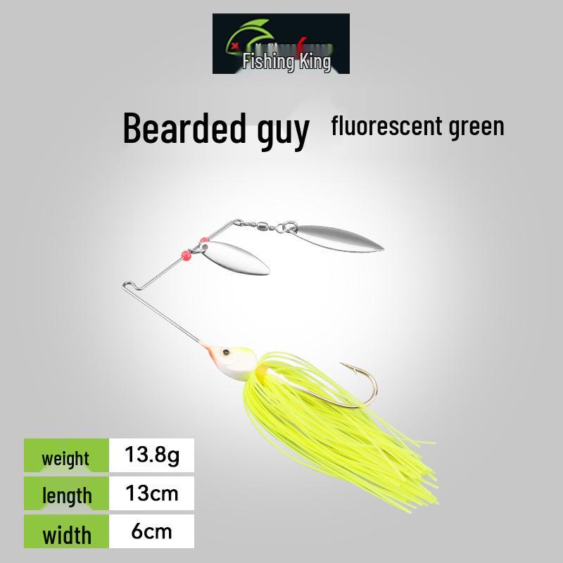 

Glittering Rotating Mustache Jig Lure with Lead Head Hook & Anti-Snag Design 10g флуоресцентный зеленый
