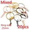 20pcs 25mm 28mm 30mm Rings Keychain Key Ring Chain Multi-colors Round DIY Jewelry Making Accessories Findings