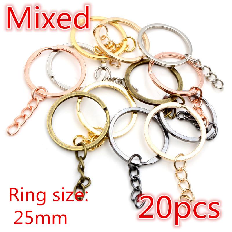 20pcs 25mm 28mm 30mm Rings Keychain Key Ring Chain Multi-colors Round DIY Jewelry Making Accessories Findings