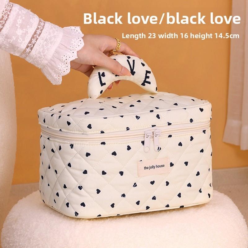 Polyester Heart Pattern Travel Makeup Bag With Breathable Storage For Women