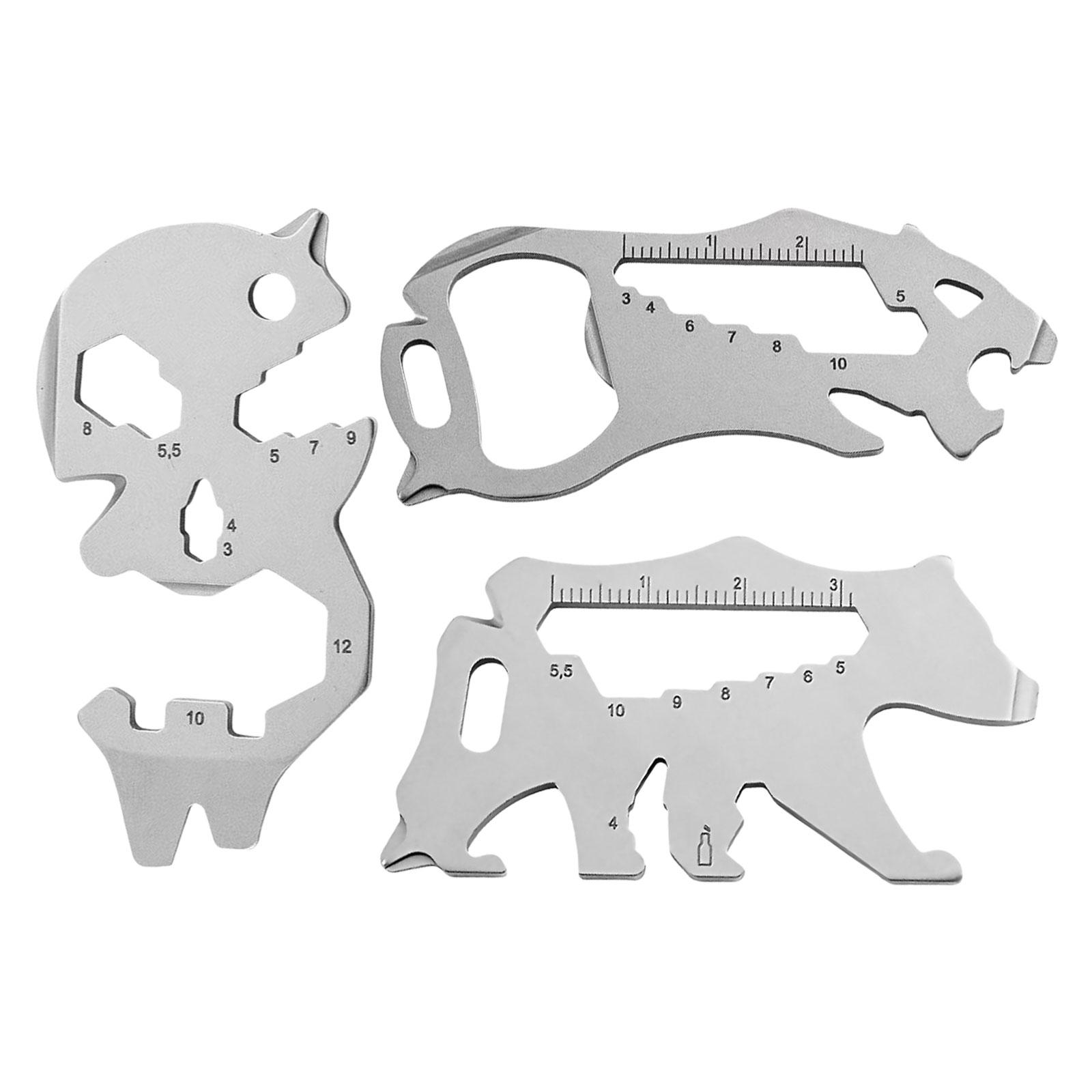 3pcs Portables Guitar Shape Keychains Screwdriver Key Rings Pocket Survival Gears for Home Repairs and Picnics серебряный