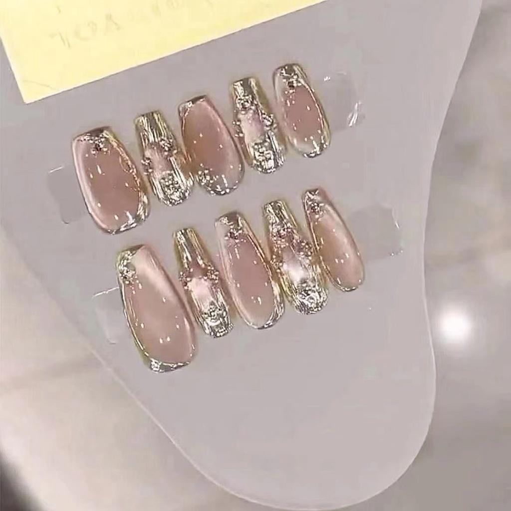 Tragefertige Nagelkunst Rosa Farbe Cat Eye Vintage Stil 375 Göttin Mädchen Kleine Größe S