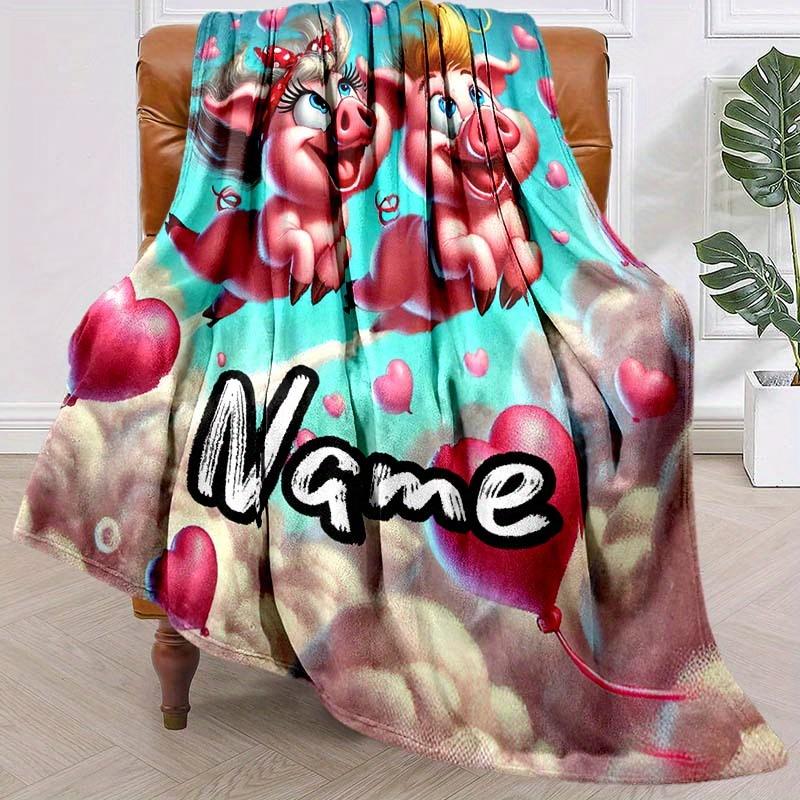 Happy Little Pig Customize Your Name Blanket Warm Comfortable And Soft Blankets Are Suitable For Home Lunch Break Blanket Office Sofa Sofa Gift To
