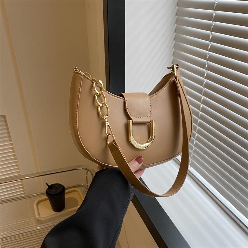 Trendy Minimalist Solid Color Shoulder Bag For Women Fashionable Pu Material Small Size Suitable For Daily Outfits