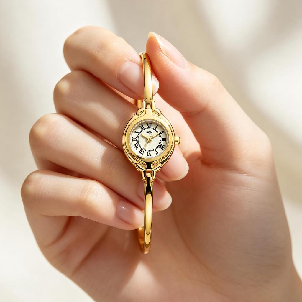 GEDI Women's Vintage Round Dial Thin Strap Waterproof Quartz Wristwatch