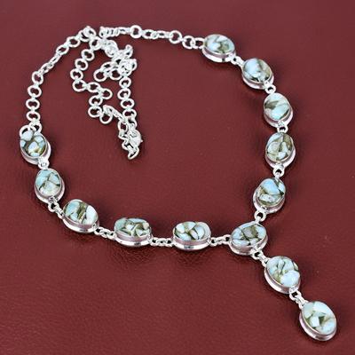Collana in rame larimar, collana con pietre preziose, gioielli antichi, collana in argento sterling 925, collana a catena regolabile fatta a mano, gioielli con pietre portafortuna