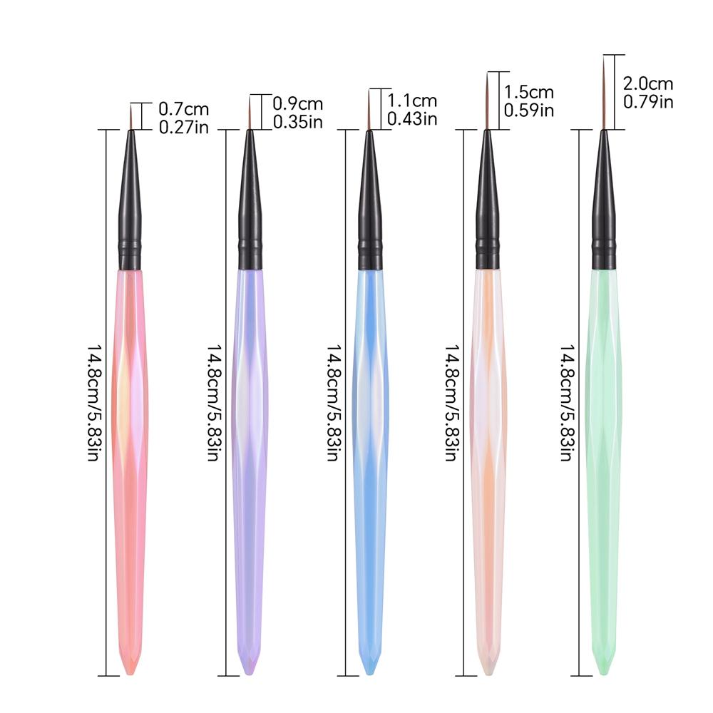 5 BUC Pensulă Colorată pentru Pictură Linii Nail Art, Stilou Liner pentru Unghii, Manichiură Pictură Linii, Pensulă pentru Flori, Acrilic Liner Subțire, Stilou pentru Desen