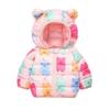 1-8 Years Kids Girls Winter Warm Hooded Coat Printed Zipper Jacket