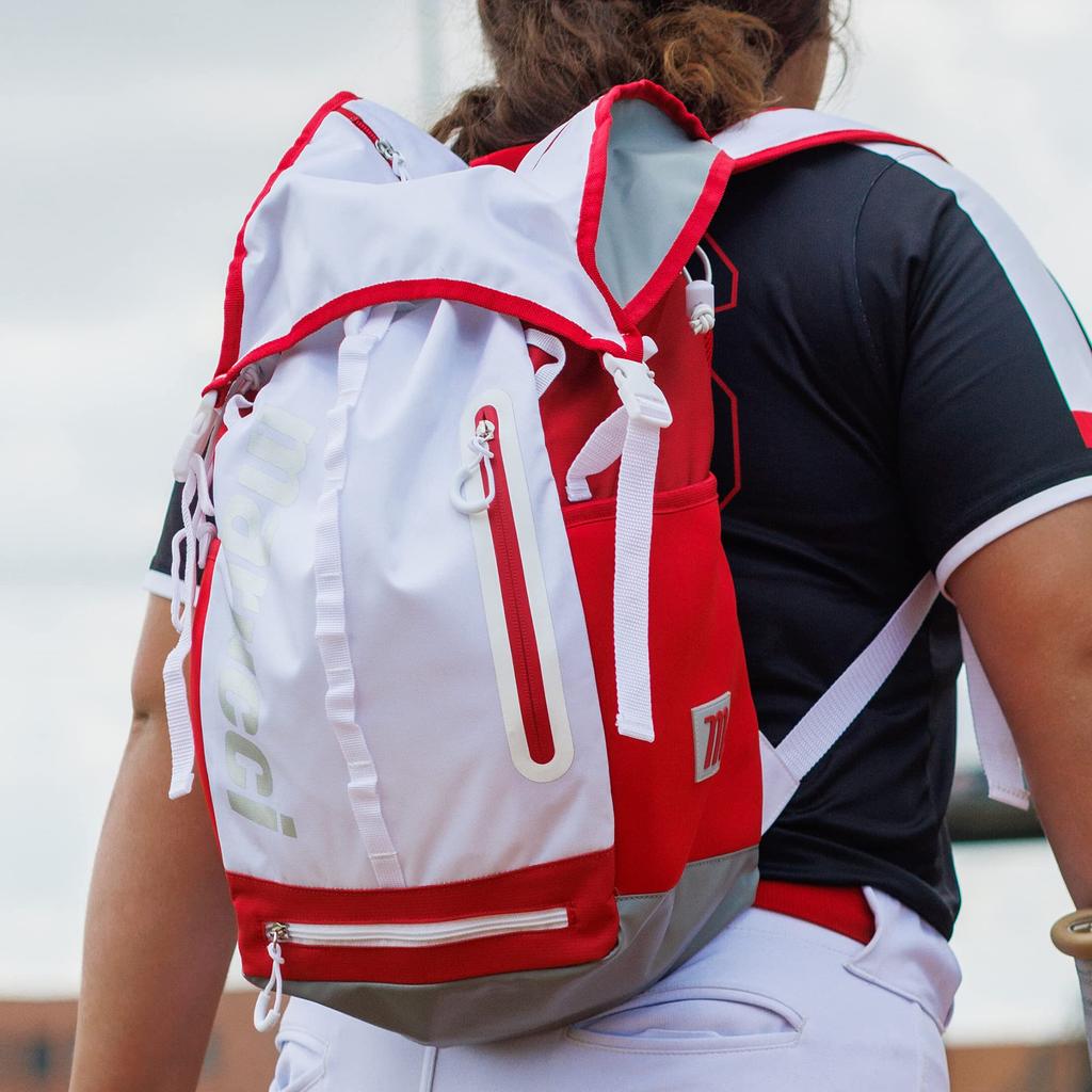 Marucci Baseball Backpack with Bat BAG BARRACKS MBBRCKBP and Storage, (Black/FF/Men's Women's)