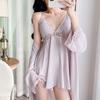 Sexy pajamas women's ice silk thin with chest pad lace suspender nightdress pure desire silk 1011 new loungewear