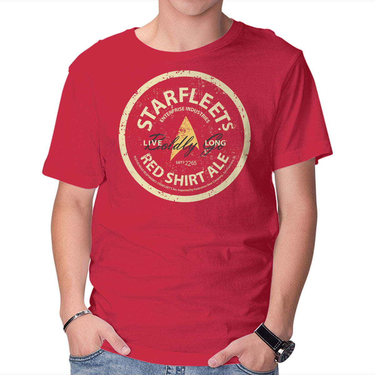 Unisex Crew Neck T-Shirt Starfleet s Red Shirt Ale Graphic Short Sleeve Casual Tee XXXXL