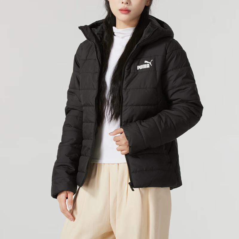 Puma Solid Color Windproof Warm Hooded Jacket Women Jackets Black 672279-01
