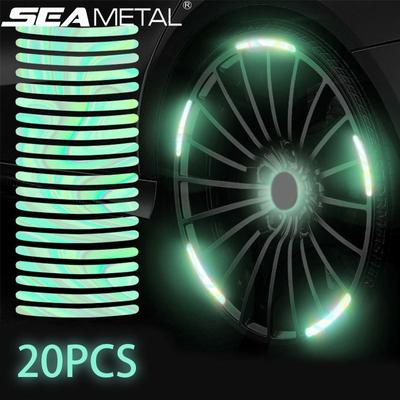 Adhesivo para Cubo de Rueda de Coche Cinta de Rayas Reflectantes para Motocicleta Coche Seguridad al Conducir de Noche Adhesivos Luminosos Universales