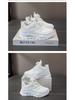 White Leather Sports Shoes with Rotating Button for Girls' & Boys', Soft Sole Lightweight Sneakers for Kids