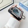 Vintage Marble Texture 2pcs Folding Case For Samsung Galaxy Z Flip6 Flip5 Flip4 Flip3 Solid Color Slim Shockproof Hard PC Ring Holder Phone Cover