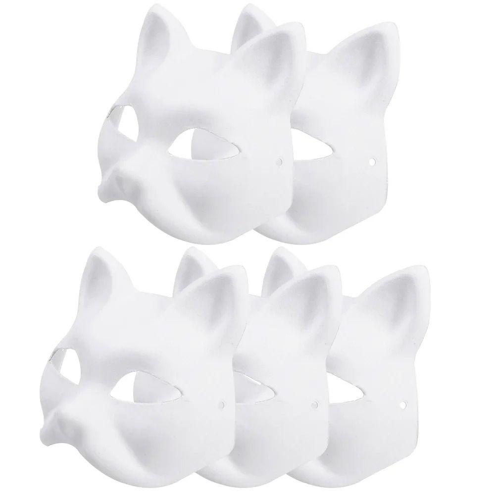 Handmade DIY Hand-Painted Mask Paintable Half Face Mask Japanese Cosplay Masquerade Mask  Prop