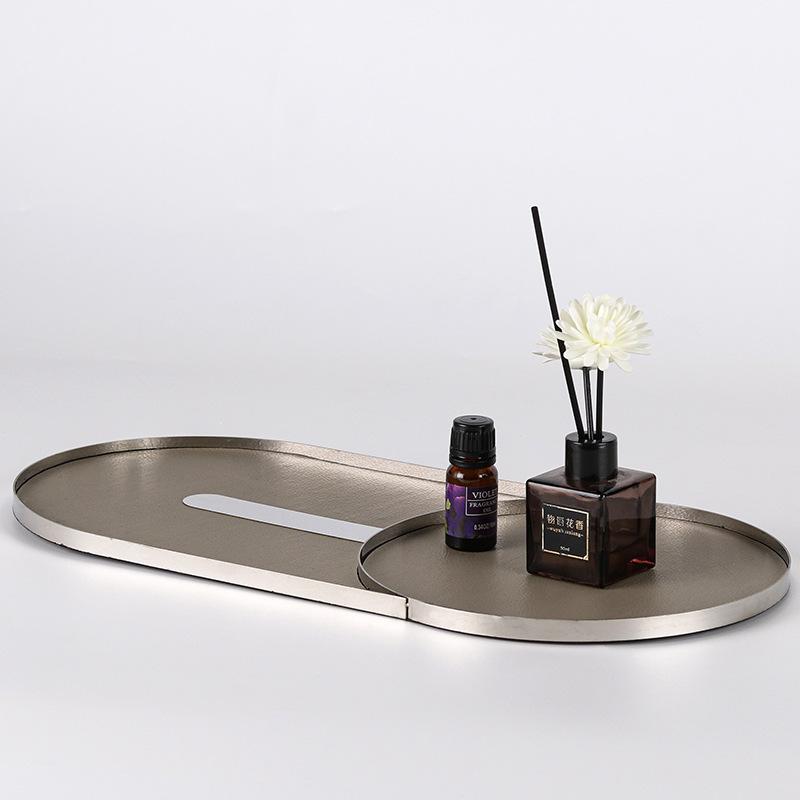 Nordic Light Luxury Curved Metal Leather Tray, Bathroom, Cosmetics Storage Tray, Living Room, Dining Room, Bedroom Decoration