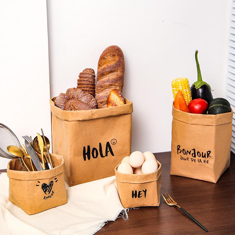Large Waterproof Washable Kraft Paper Storage Bag for Refrigerator or Desktop Organization, Thickened for Durability, Flower Pot Cover