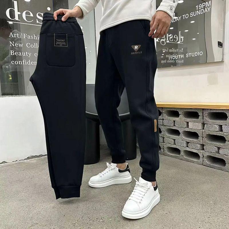 

Мужские эластичные джоггеры с вышивкой на осень/зиму - Универсальные модные брюки свободного кроя 34 suitable for 160-170 kg