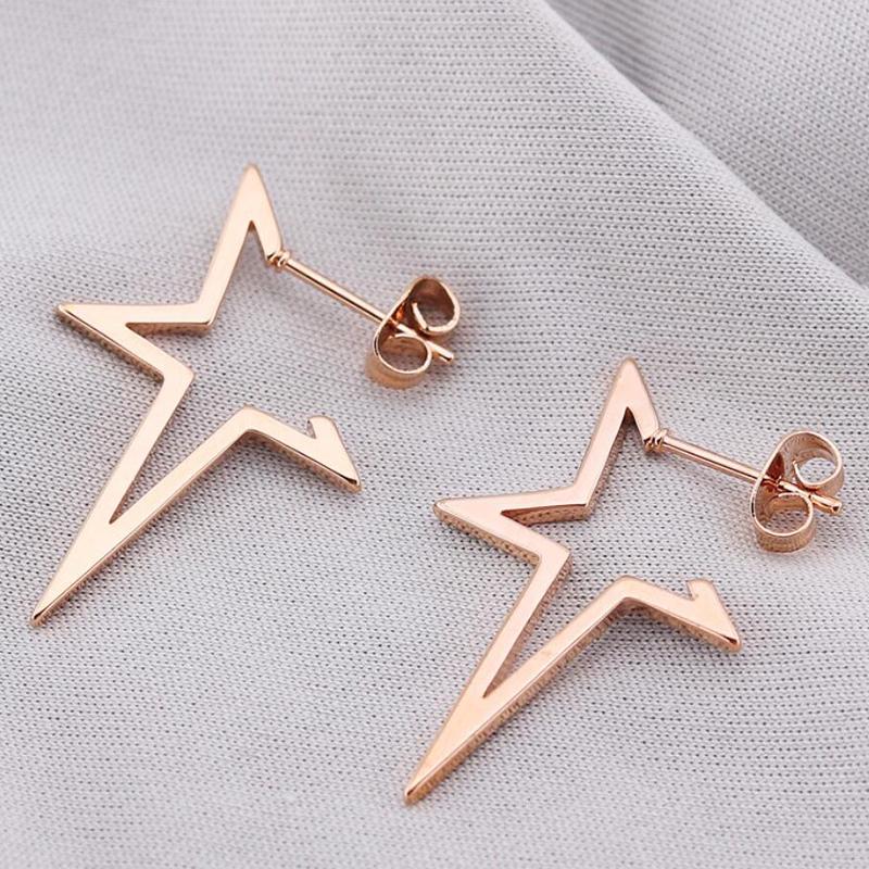 Big Star Earings Punk Stud Earrings Women Minimalist Jewelry Rose Gold Color Stainless Steel Earrings 2024 Piercing Accessories