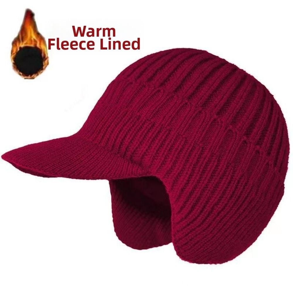 Thickened Baseball Knitted Cap Windproof Knitted Peaked Hat Newsboy Hats Ear Protector Cap Outdoor