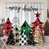 Blue Christmas Snowflake Shower Curtain, Winter Forest Deer Fabric Shower Curtains Set For Bathroom Decoration With Hooks Cute