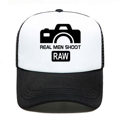 Prawdziwa Unisex CZAPKA LETNIA SHOOT RAW Siatkowe Czapki Dla Unisex Kobiet Codzienne Czapki Czapki Baseballowe Hip Hop Śmieszne Fotograficzne Regulowany daszek