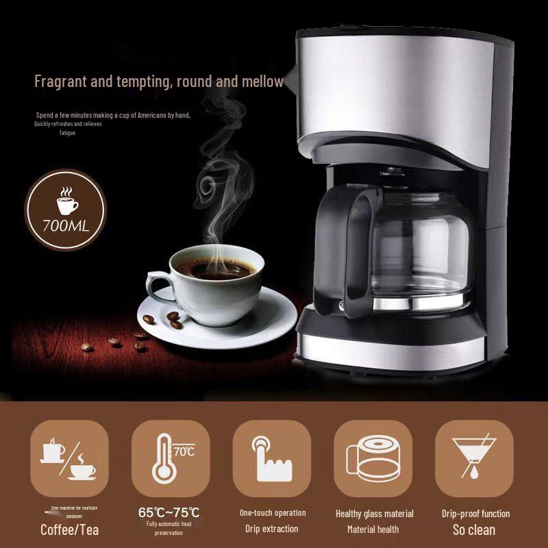 Compact Automatic Drip Coffee Maker with Keep Warm Function for Home and Office Use