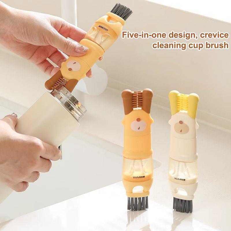Five-In-One Cup Lid Brush Water Cup Brush Multi-Function Gap Brush Gap Cleaning Special Cup Brush Cleaning Bottle Artifact