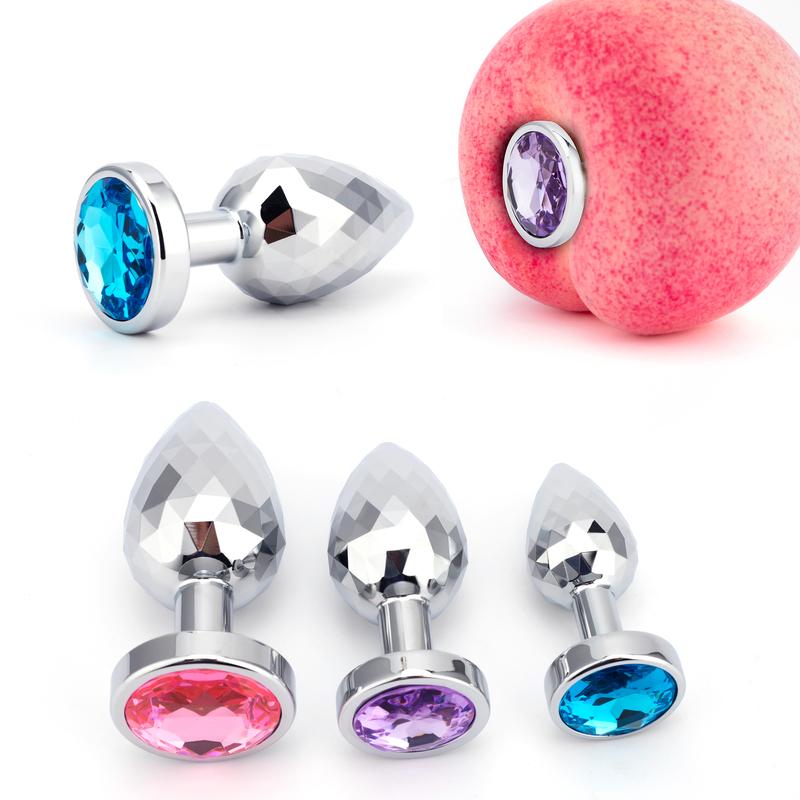 New Couples Small Anal Plug Round Shaped Crystal Metal Butt Plug Stimulator Prostate Massager Anus Sex Toys For Women and Men