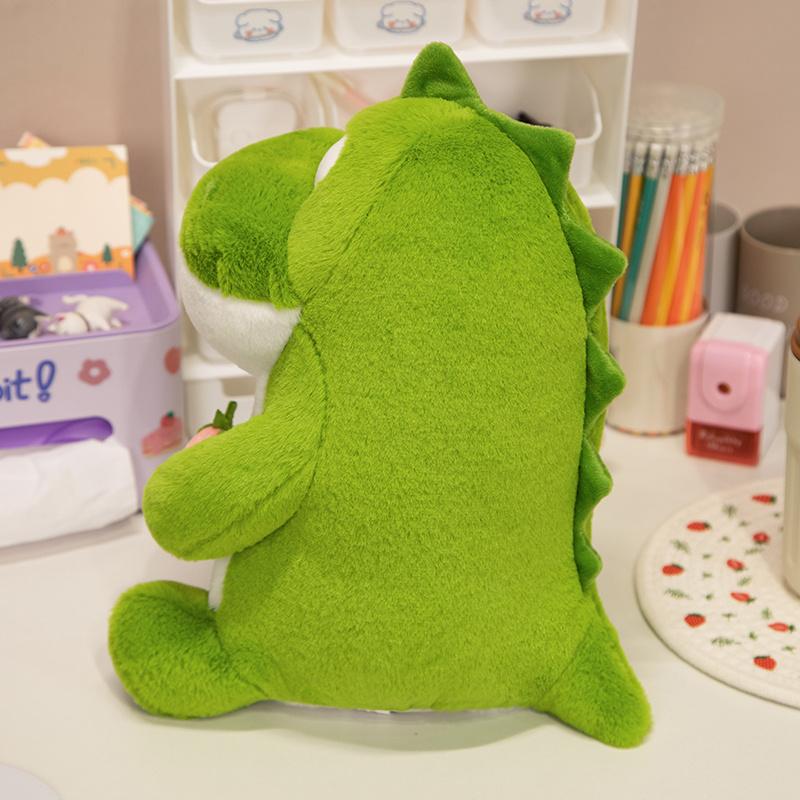 Super Soft Cartoon Stupid Dinosaur with Strawberry Plush Toys Kawaii Stuffed Animal Dragon Doll Baby Sleeping Pillow Girls Gifts