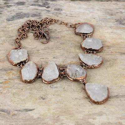 Regenbogen Mondstein Rohkette Elektrogeformte Kupferkette Verstellbare Kette Halskette Kupferschmuck für Frauen Handgemachte Edelstein Halskette